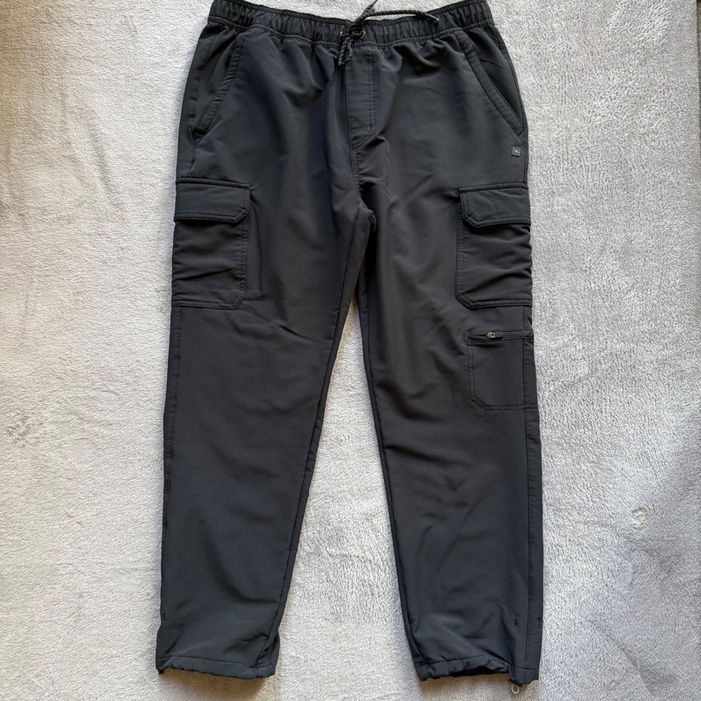 Tony Hawk Mens Black Fleece Lined Cargo Pants Elastic Waist Size Large